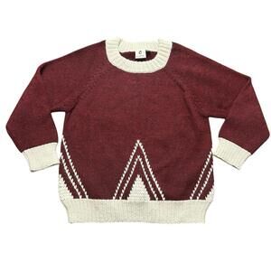 Granelito Baby Alpaca Sweater Burgundy Cream Knit Peru Kids 6/7